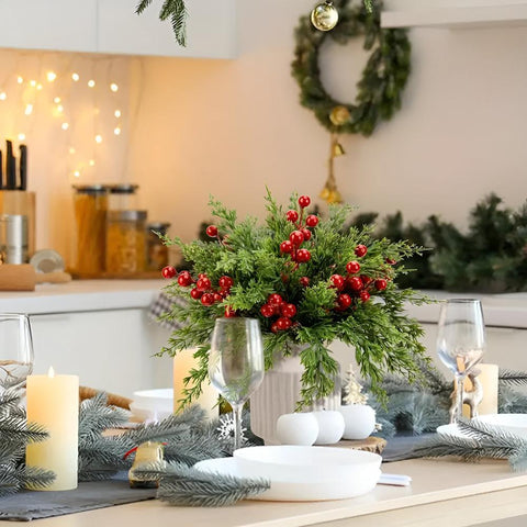 Artificial Pine Branch and Red Berry Decoration Set – image 7