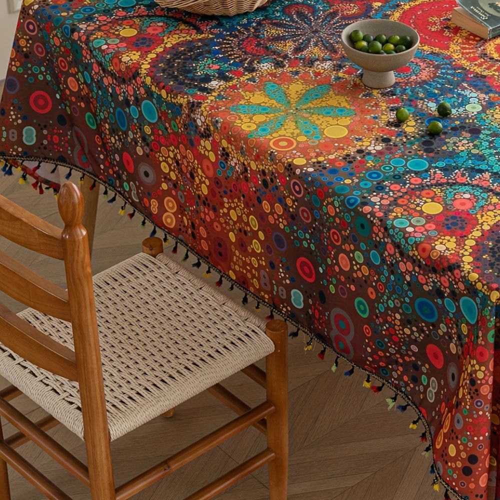 Colourful Mandala Tassel Tablecloth – image 4