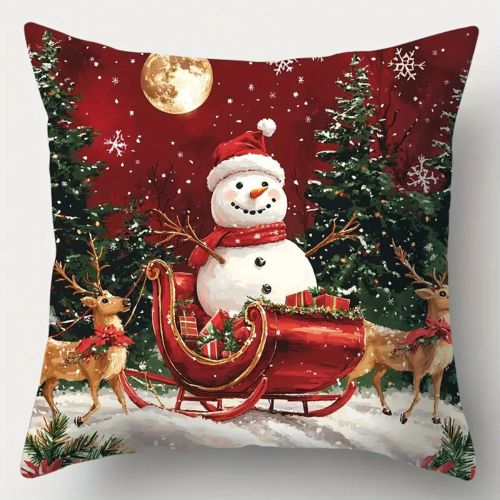 Santa and Snowman Christmas Cushion Cover – image 2