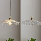 Ribbed Glass Flower Pendant Light with Copper Fittings - view 11