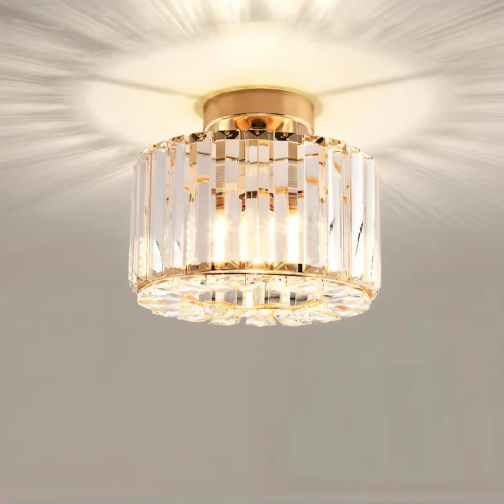 Crystal Prism Flush Ceiling Light with Cylindrical Frame - view 3