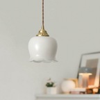 Floral Resin Pendant Light with Brass Hardware - view 13