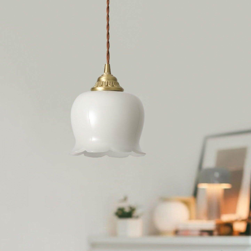 Floral Resin Pendant Light with Brass Hardware - view 13