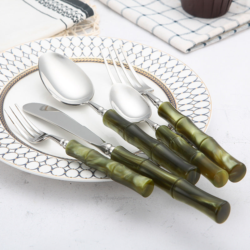 Green Bamboo Look Cutlery Set – product image 2