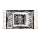 Black and White Geometric Tassel Rug – image 4