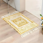 Yellow Geometric Fringed Rug – image 1