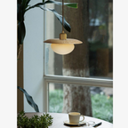 Frosted Pebble Glass Pendant Light with Oak or Walnut Disc - view 5