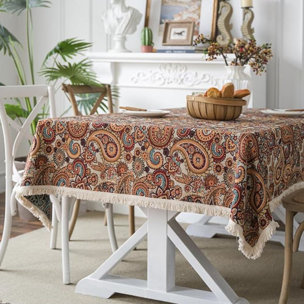 Paisley Floral Tassel Tablecloth – image 1