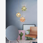 Floral Glass Pendant Light with Brass Fittings - view 26