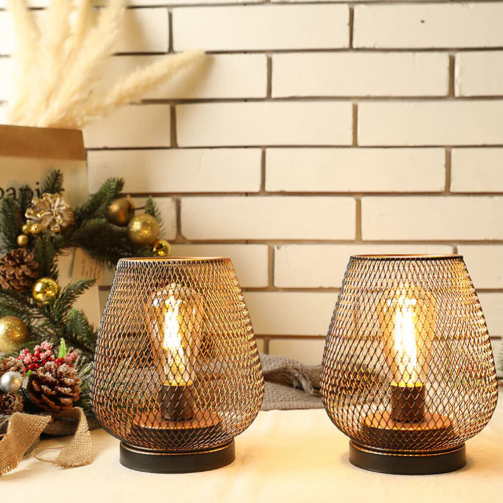 Battery-Powered Iron Mesh Table Lamp Set - view 8