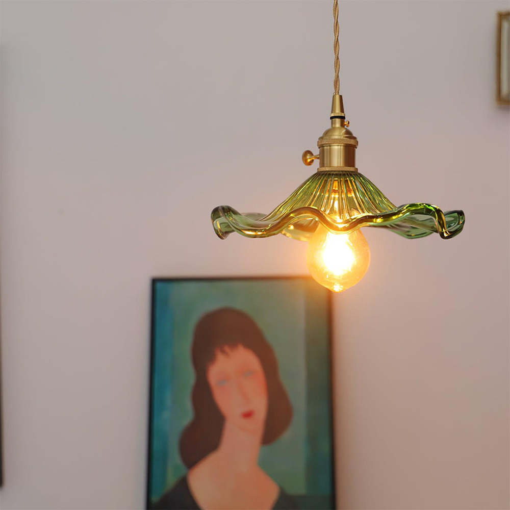 Glass Petal Pendant Light with Brass Fittings - view 4