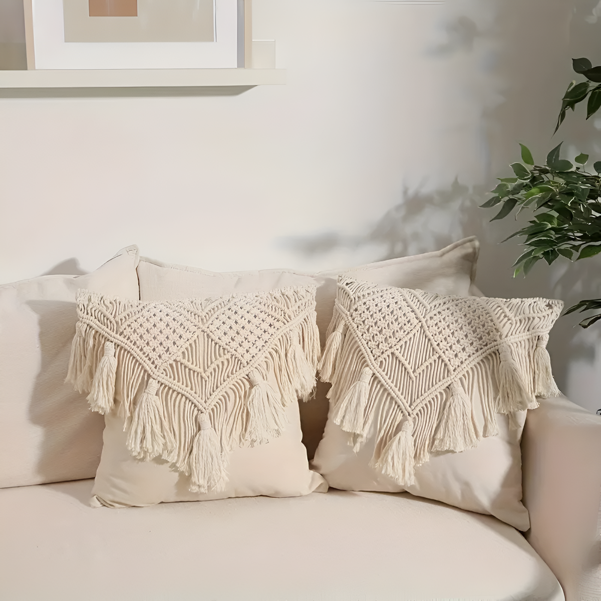 Macramé Tassel Cushion Cover – image 1