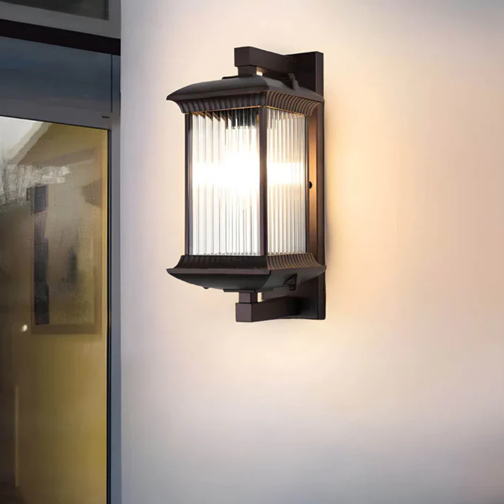 Tiered Glass Outdoor Wall Light, Warm White LED Porch Lamp - view 5