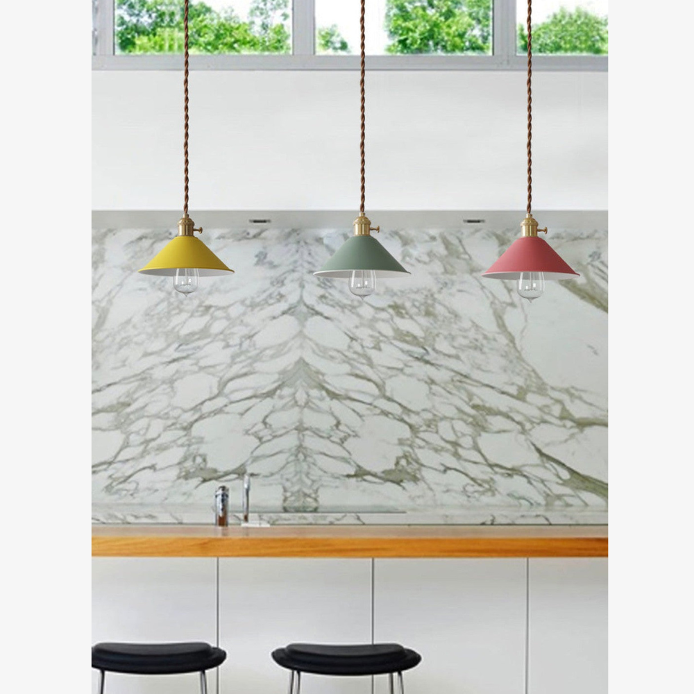 Matte Cone Pendant Light with Brass Fitting - view 6