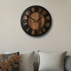 Vintage Roman Numeral Wooden Wall Clock — product view 1