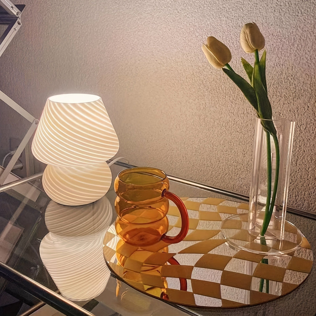 Swirled Glass Mushroom Lamp, USB-Powered Dimmable Table Light - product view 9