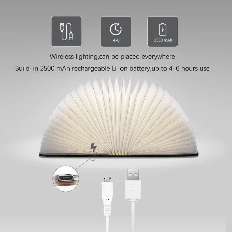 Folding Wooden Book LED Lamp