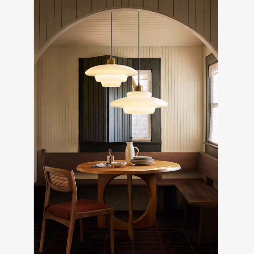 Layered Opal Glass Pendant Light, Art Deco Design - view 11