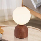 Glass Globe Table Lamp with Wood Base, UK Plug - view 11