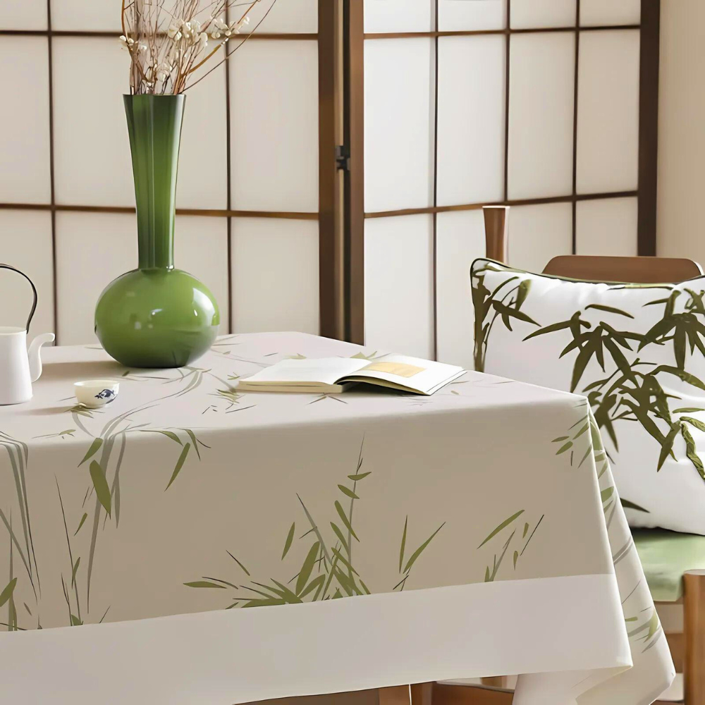 Bamboo Leaf Print Polyester Tablecloth – image 6