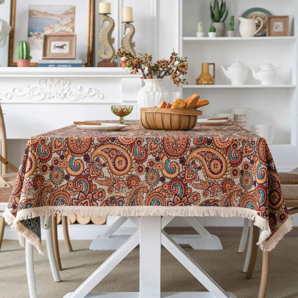 Paisley Floral Tassel Tablecloth – image 4