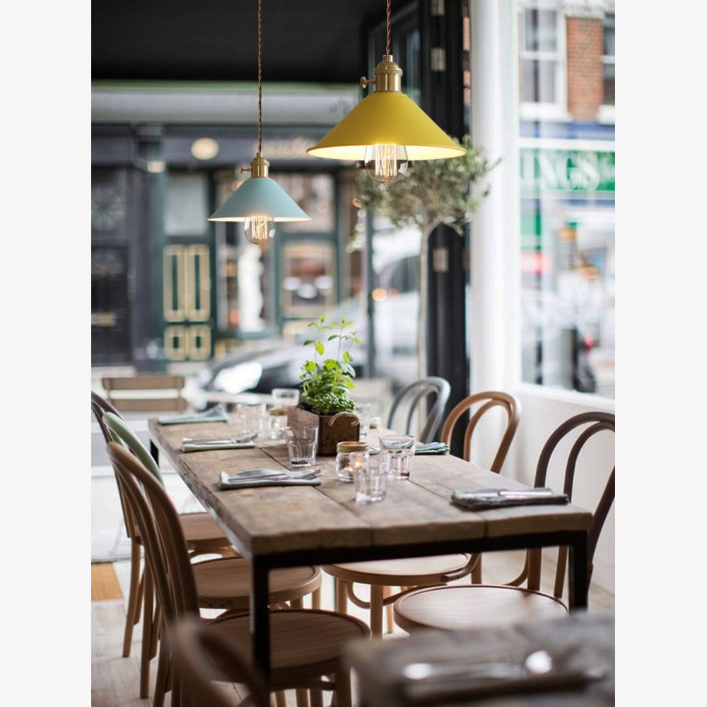 Matte Cone Pendant Light with Brass Fitting - view 7