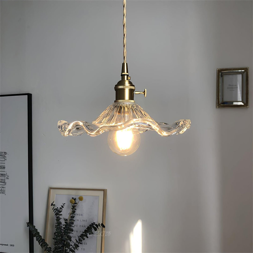 Glass Petal Pendant Light with Brass Fittings - view 18