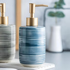 Striped Ceramic Soap Dispenser 350 mL – image 3
