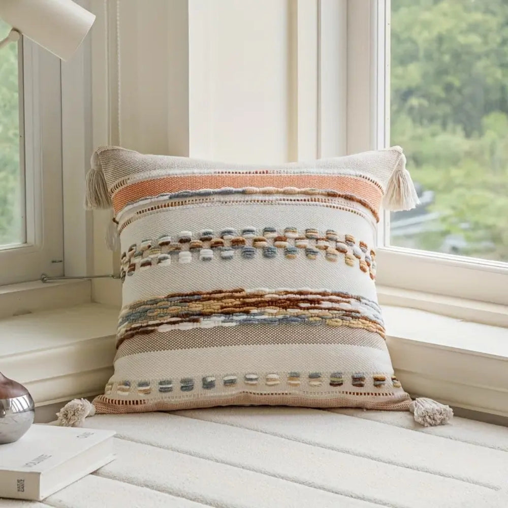 Reversible Striped Tassel Cushion Cover – image 6