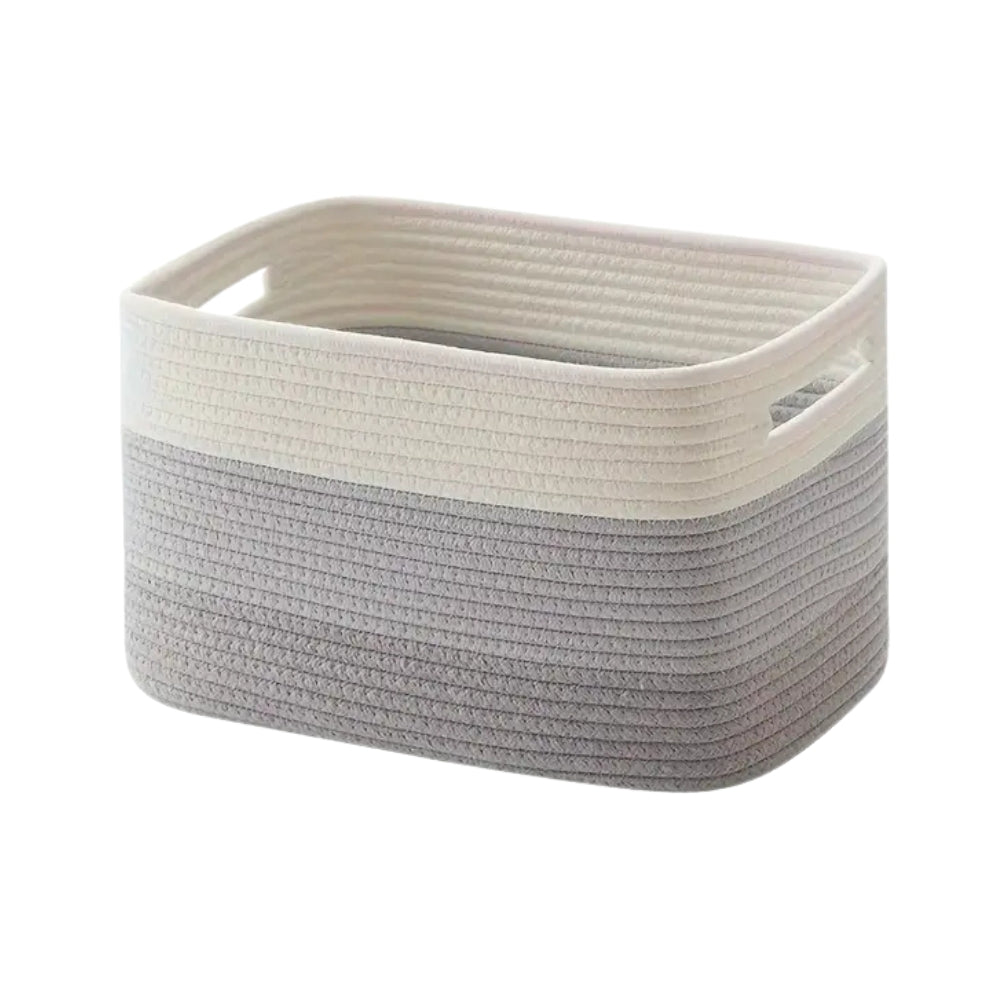 Rectangular Cotton Rope Storage Basket with Handles – image 3