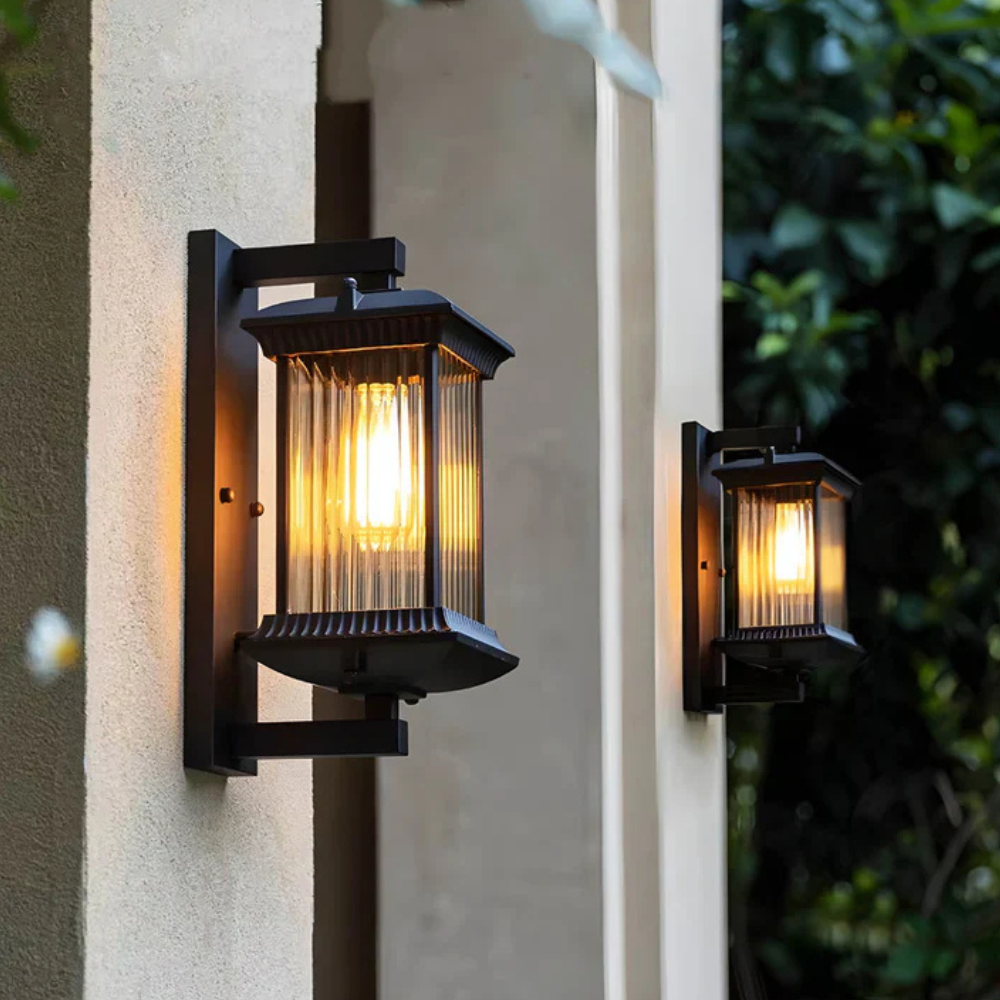 Tiered Glass Outdoor Wall Light, Warm White LED Porch Lamp - view 6