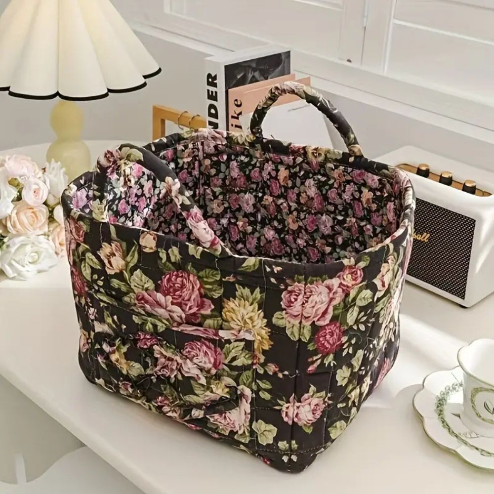 Floral Canvas Storage Basket — Clover