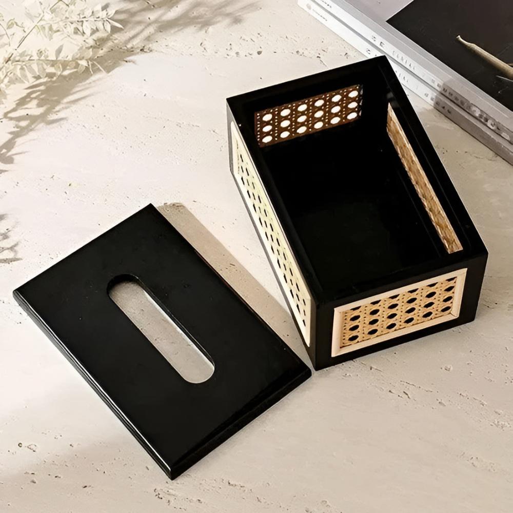 Wood and Rattan Tissue Box – image 6