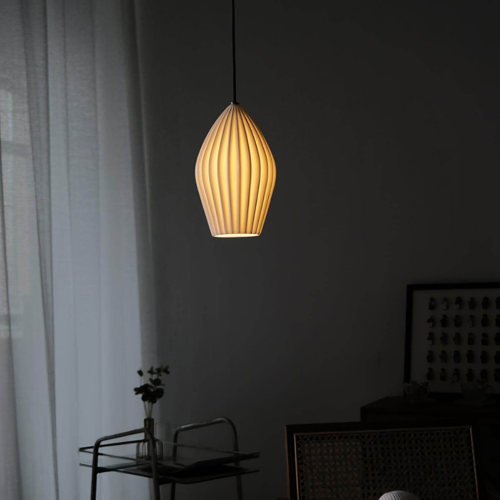 Ribbed Ceramic Teardrop Pendant Light - view 17
