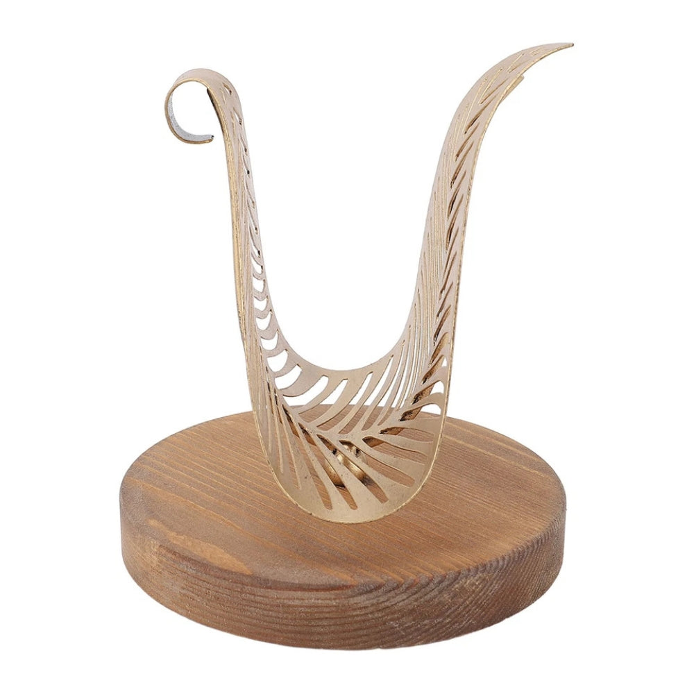 Gold Leaf Napkin Holder with Wooden Base – image 2