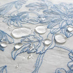 Blue Floral Embroidered Ruffle Tablecloth – image 4