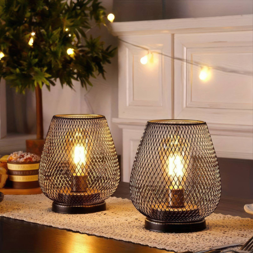 Battery-Powered Iron Mesh Table Lamp Set - view 7