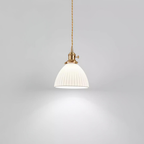 White Ribbed Ceramic Dome Pendant Light - view 14