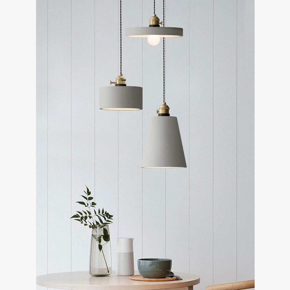 Geometric Concrete Pendant Light with Brass Detail - view 7