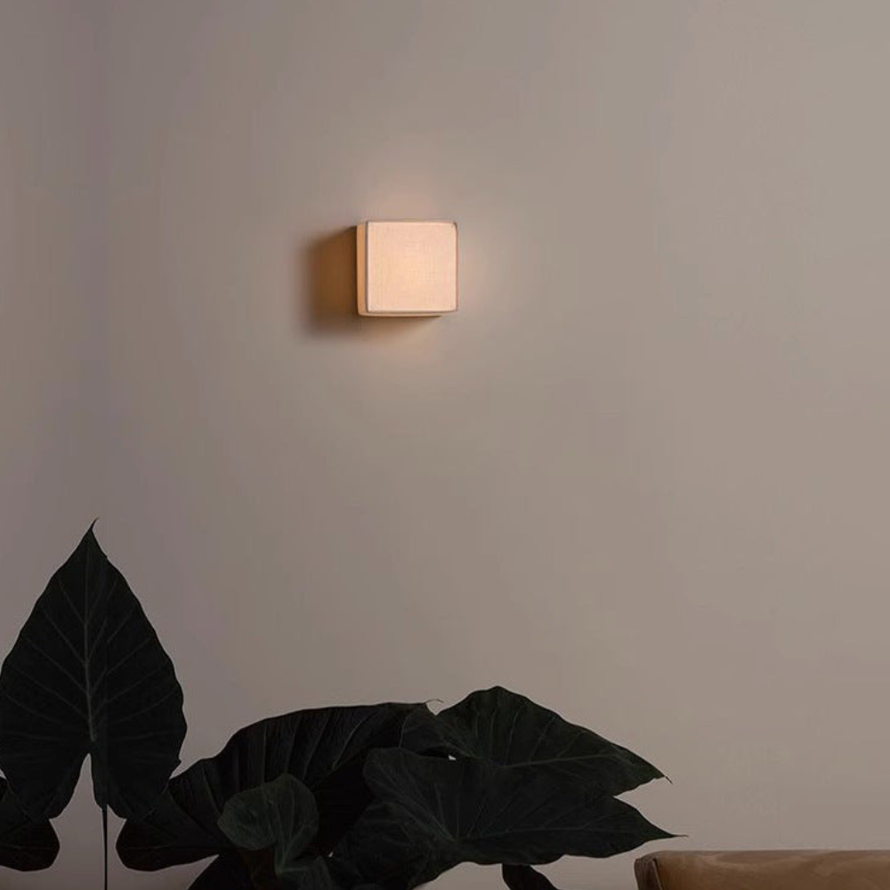 Fabric Cube LED Wall Sconce, White Japandi Design - view 13