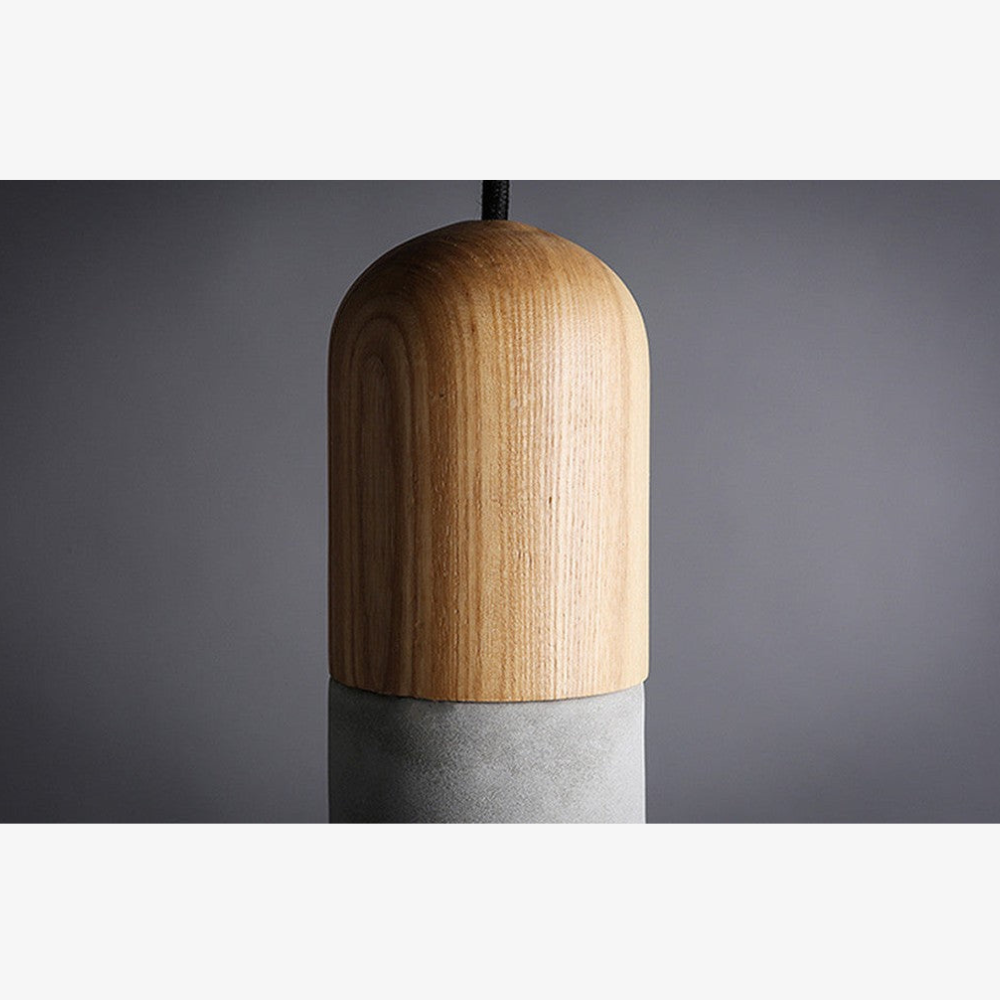 Concrete and Wood Pendant Light, Nordic Industrial Style - view 15