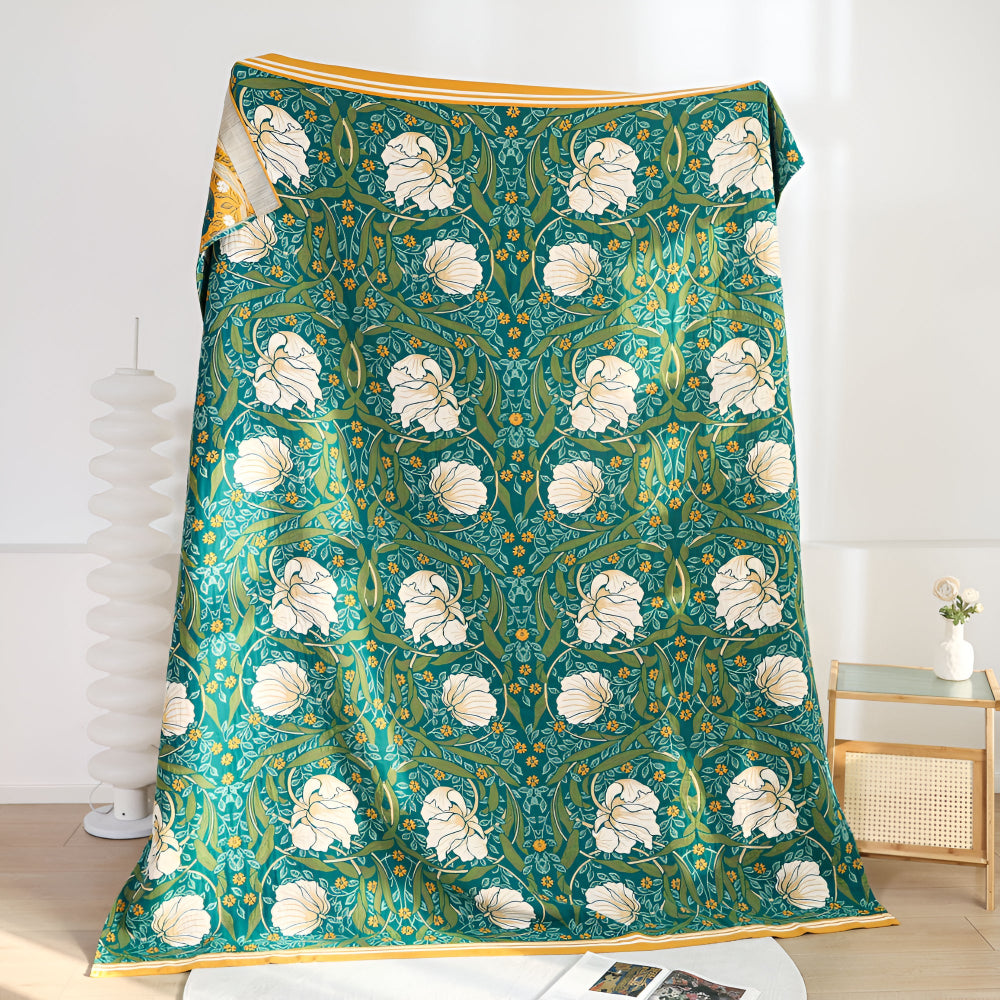 Green Botanical Cotton Gauze Blanket – image 6