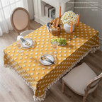 Yellow Embroidered Tassel Tablecloth – image 5