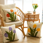 Embroidered Tulip Cotton Cushion Cover – image 8