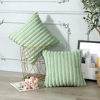 Green Fluffy Ribbed Cushion Cover – image 2