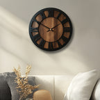Vintage Roman Numeral Wooden Wall Clock — product view 9