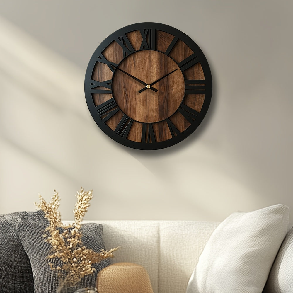Vintage Roman Numeral Wooden Wall Clock — product view 9