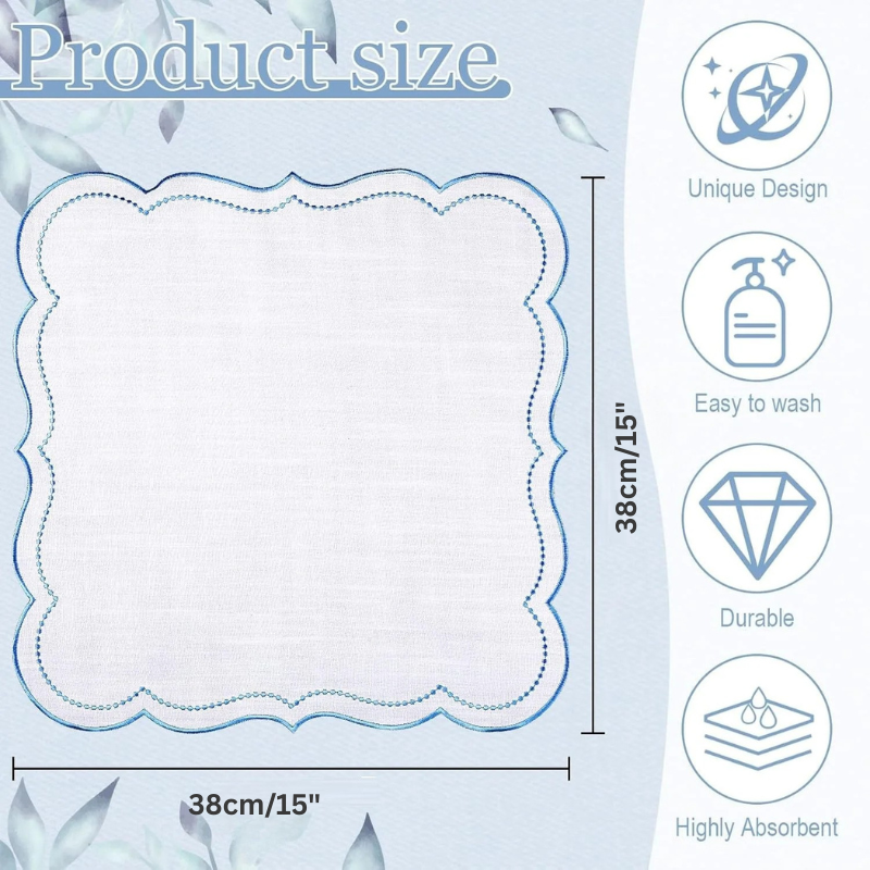 Scalloped Embroidered Dinner Napkins, Set of 6 – product image 3