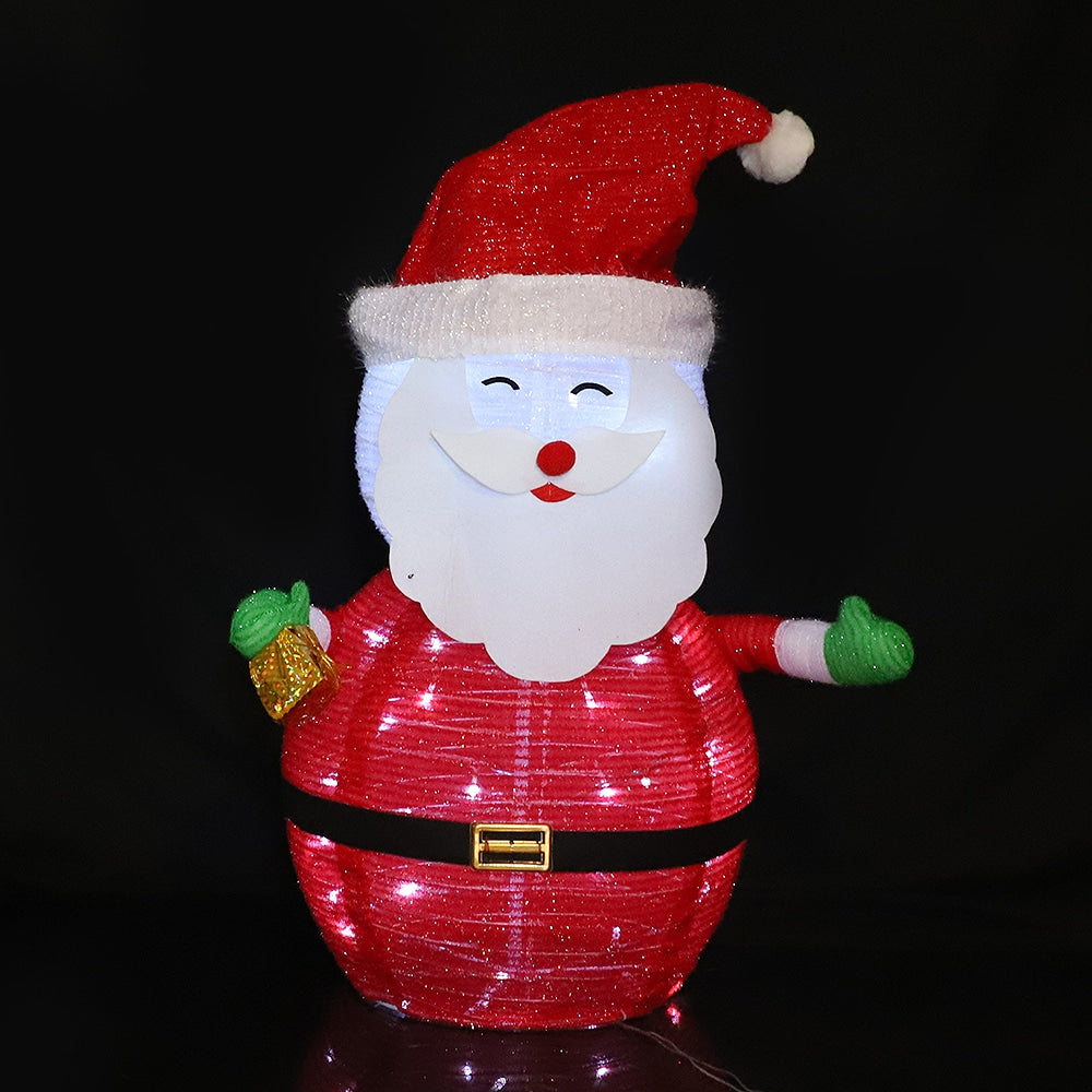 Battery-Powered Collapsible LED Santa with Timer, 70 cm