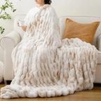 Ruched Faux Rabbit Fur Throw Blanket, Double-Sided Soft Texture — product view 6